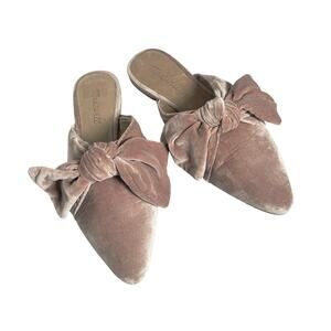 MADEWELL Women’s Remi Plush Rose Pink Velvet Bow Mule size 8.5